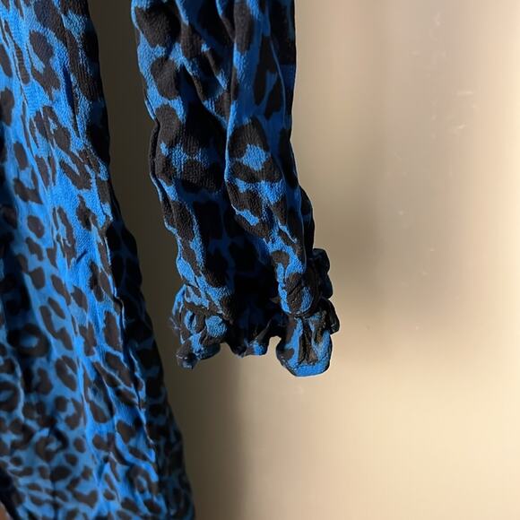 Ganni Blue Leopard Print Dress Size 34 (US 2) - Picture 3 of 9